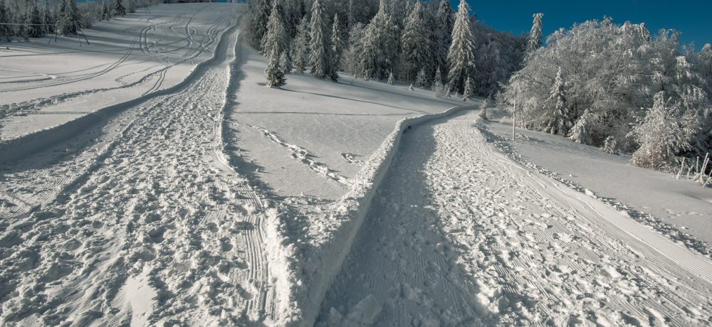 Beskids Mountains In Winter, Polish Touristic Region Is Silesia, Near Bielsko Biala